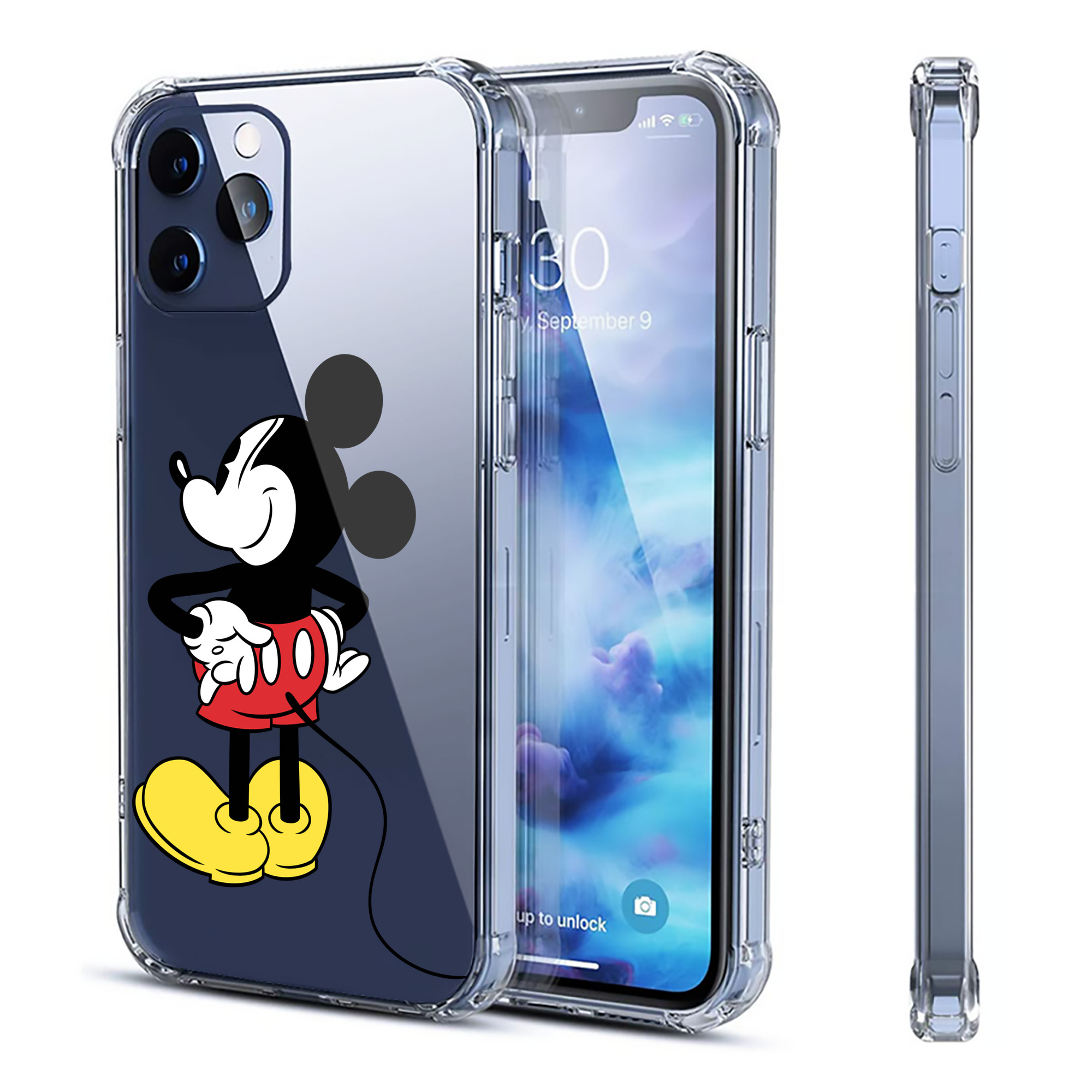 （画像用） ミッキーマウス Mickey Mouse 【iPhone 12シリーズ対応】透明スマホケース（クリアソフトケース）